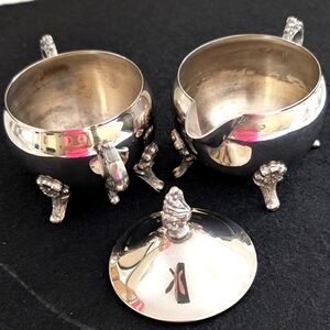 VTG SILVER PLATED SUGAR BOWL & CREAMER SET
